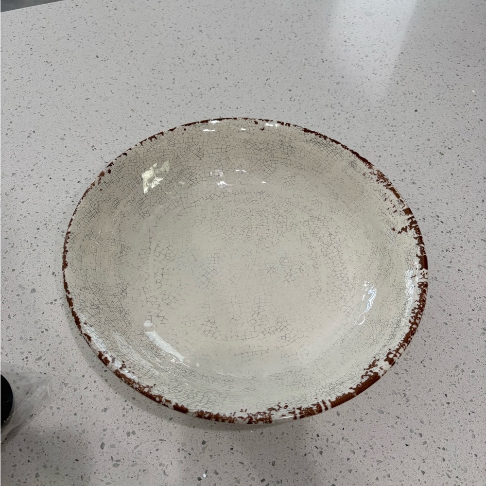 Williams Sonoma Textured Cream Ceramic Bowl Melamine Fruit Bowl